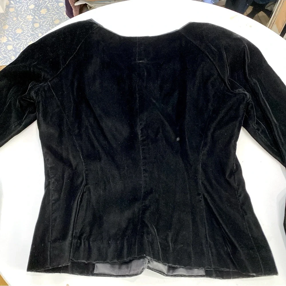 VTG Christian Dior black velvet cropped Jacket with satin trim